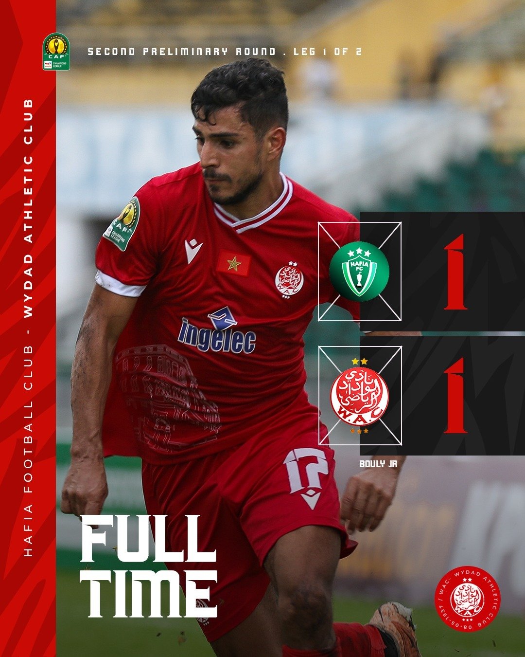 First-leg scoreline between Hafia and Wydad Athletic Club