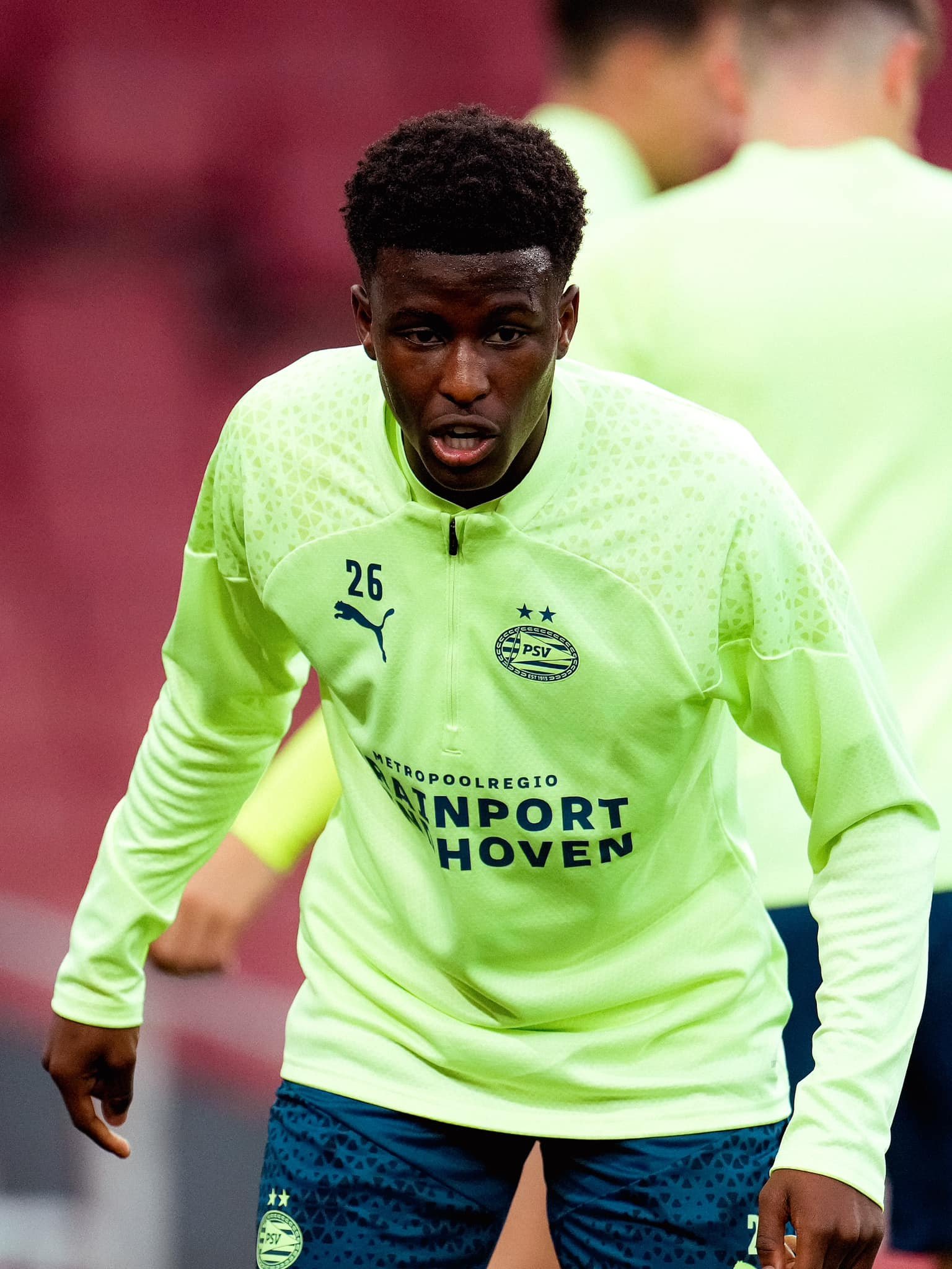 Isaac Babadi trains with PSV squad at the Emirates in London on Tuesday