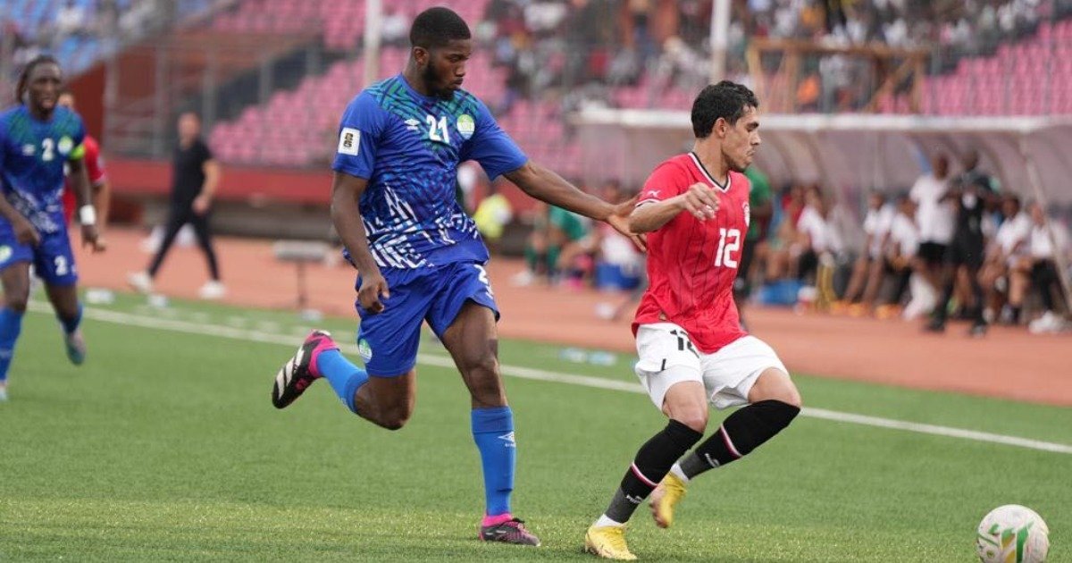 Daniel Kanu in action for Sierra Leone in the 2-0 defeat to Egypt