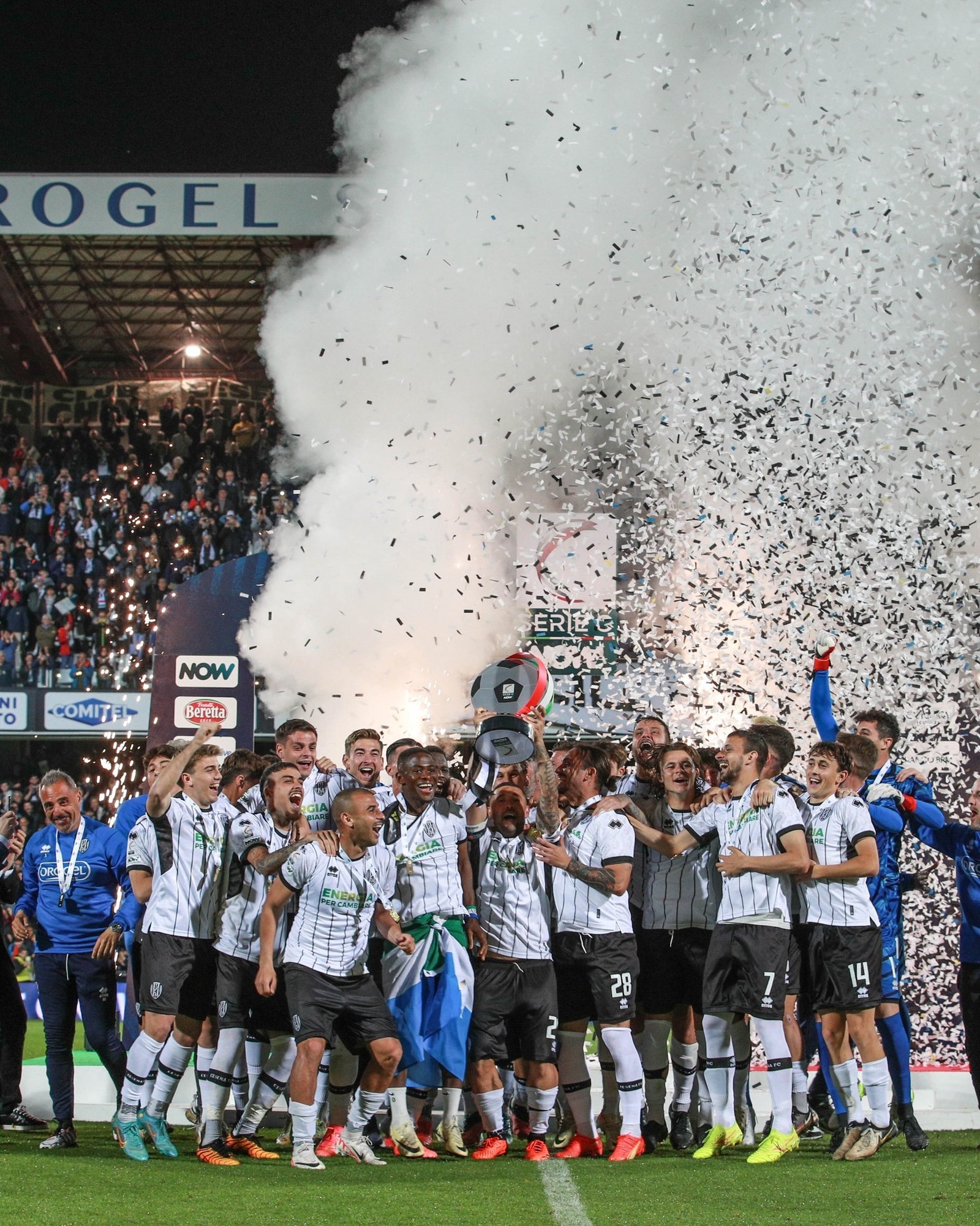 Cesena has secured automatic promotion to the Italian Serie B after finishing first in Serie C Group B.