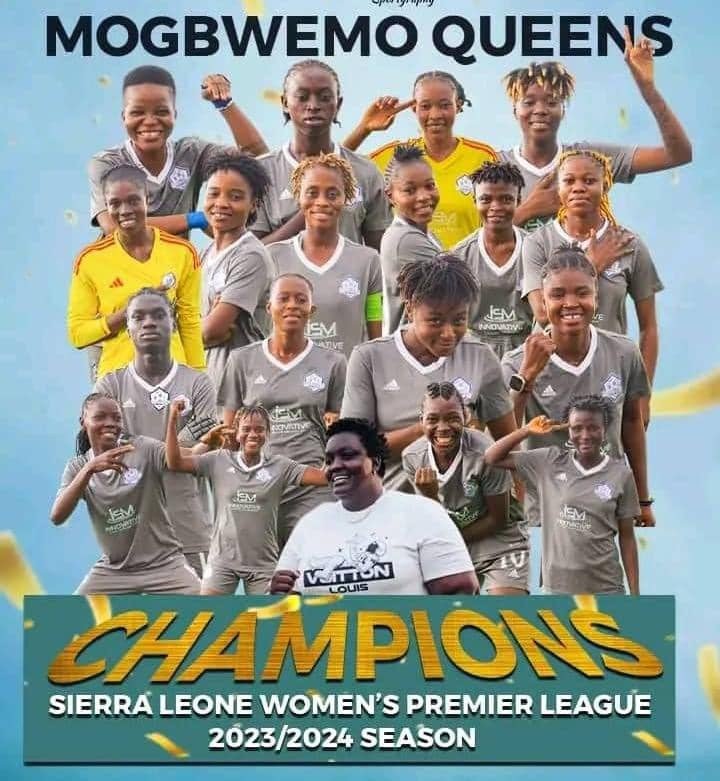 Mogbwemo Queens won the Sierra Leone Women's Premier League for the second consecutive time by defeating Mena Queens 5-0 in Makeni on June 9, 2024.