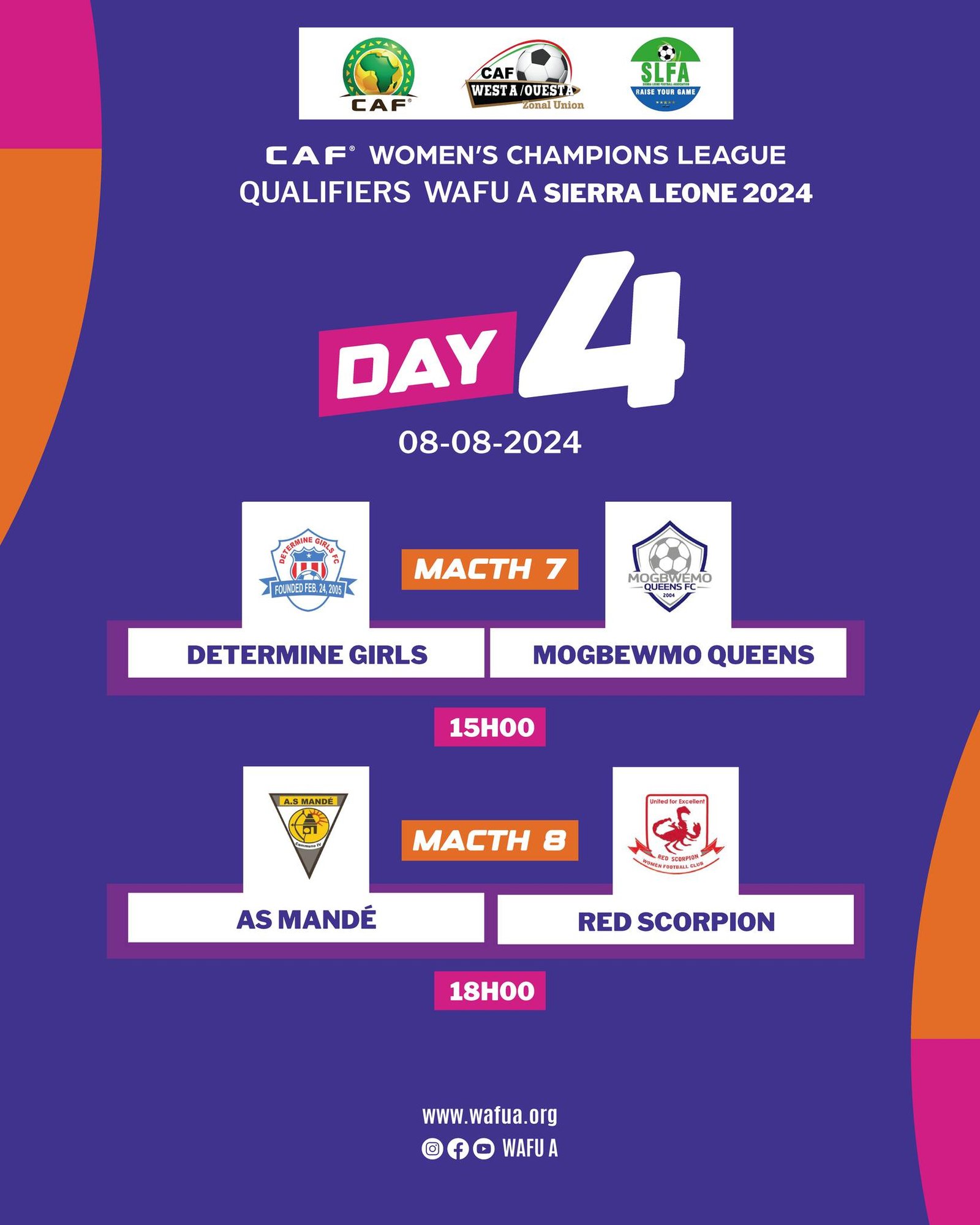 Today's matches in CAF WAFU A Women's Champions League qualifiers