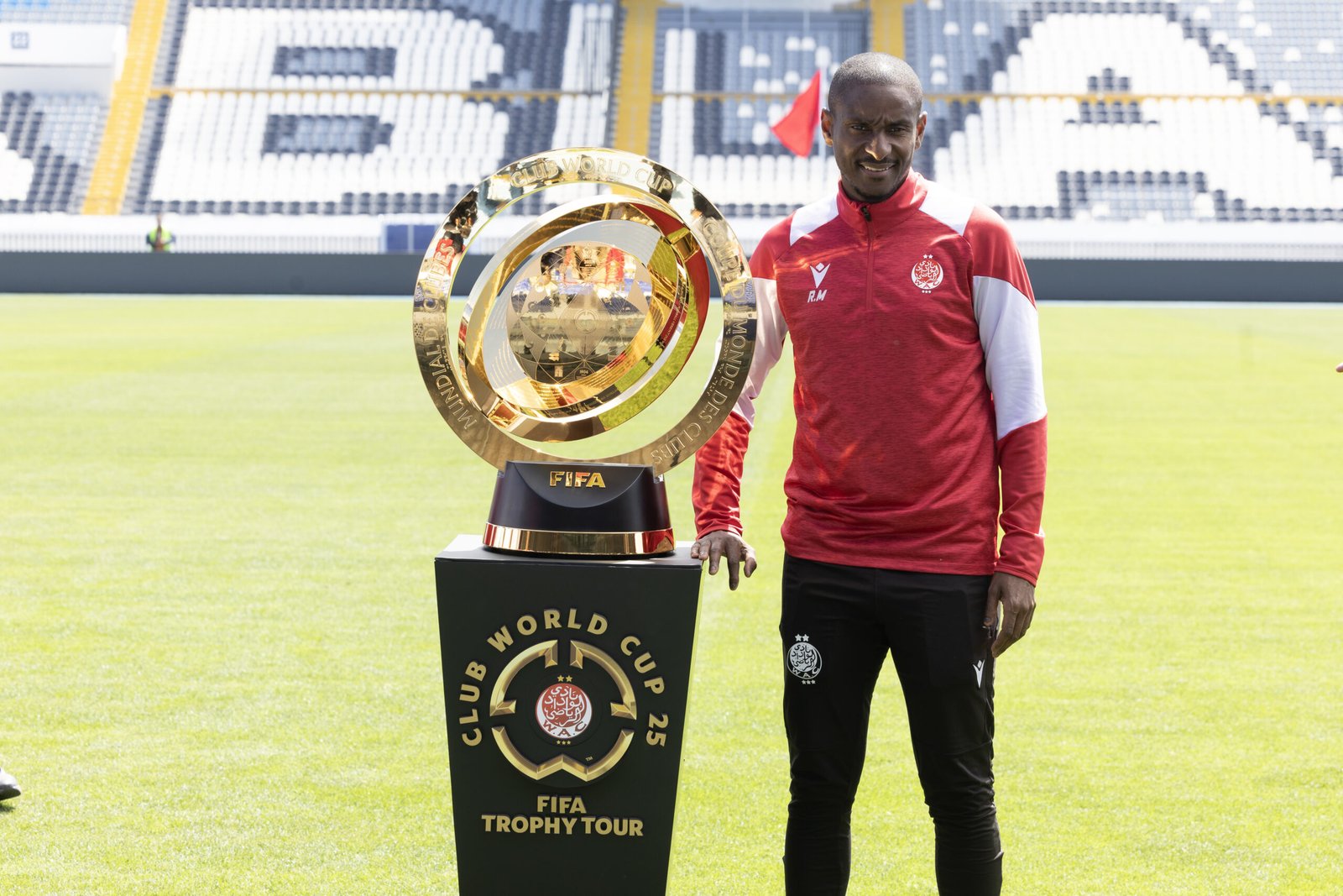 FIFA Club World Cup Trophy Tour: Wydad AC - Day 2 CASABLANCA, MOROCCO - APRIL 16: Wydad AC players pose with the FIFA Club World Cup trophy during The FIFA Club World Cup Trophy Tour stop at Wydad AC on April 16, 2025 in Casablanca, Morocco. (Photo by Abdelmajid Bziouat - FIFA/FIFA via Getty Images)