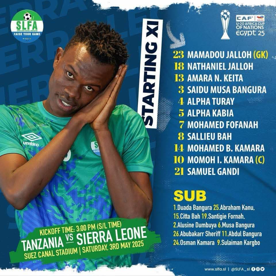 One Change as Mohamed Fofanah steps in for Sulaiman Kargbo