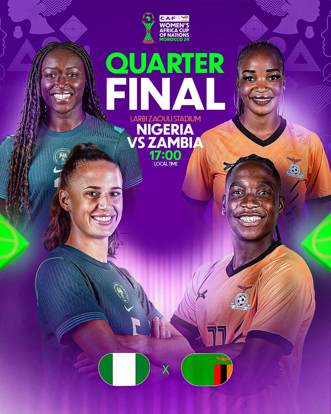 Nigeria vs Zambia set for WAFCON Quarterfinal