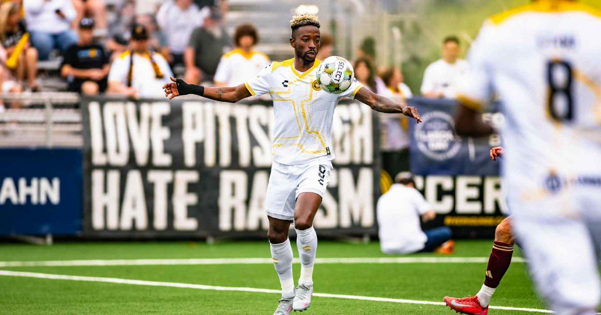 Sierra Leone striker Augustine Williams nets for Pittsburgh Riverhounds