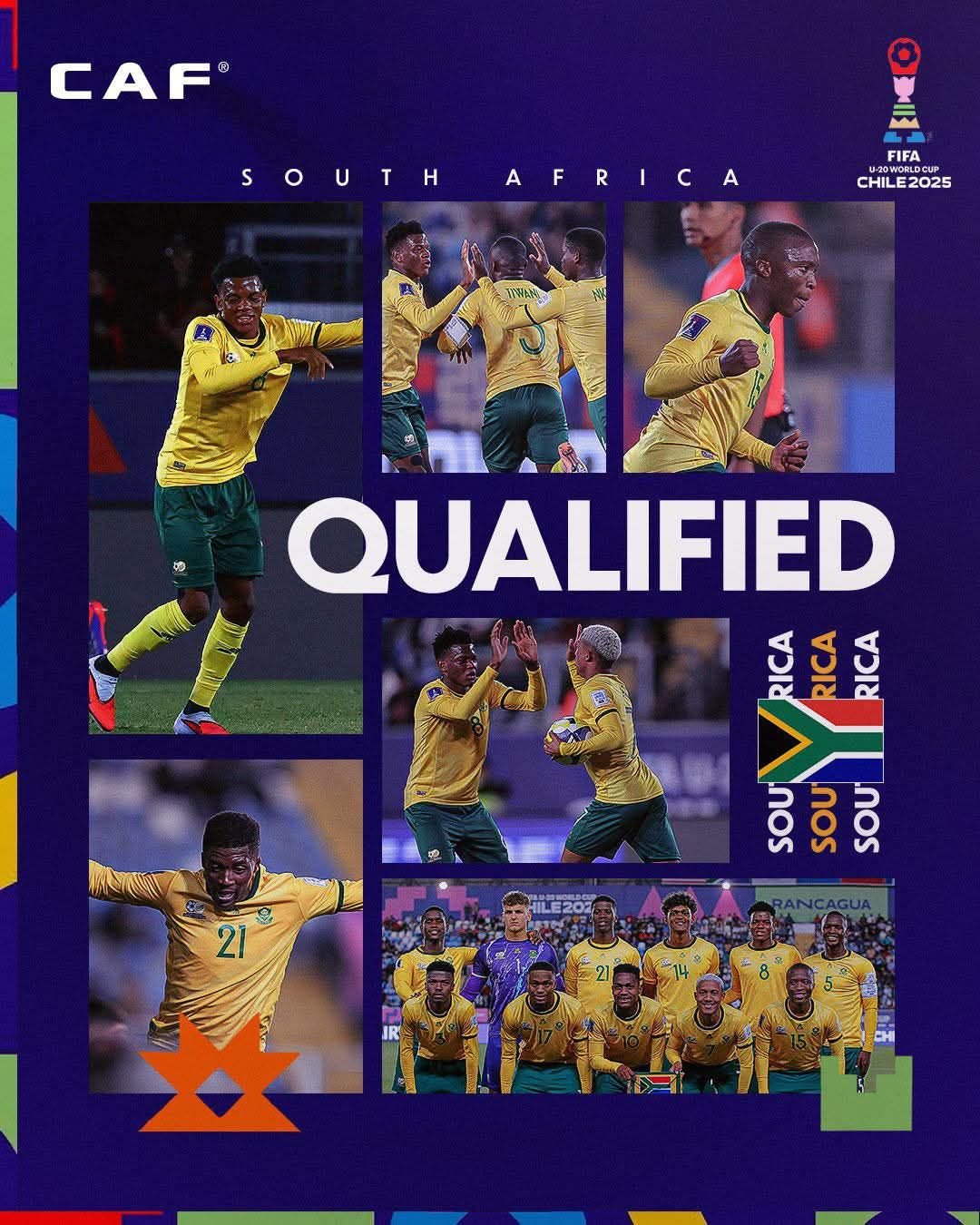 South Africa's U20 team (Amajita) secured their place in the knockout stage of the 2025 FIFA U20 World Cup after narrowly defeating the United States 2-1 in their final Group E match at Estadio El Teniente in Chile on Sunday.