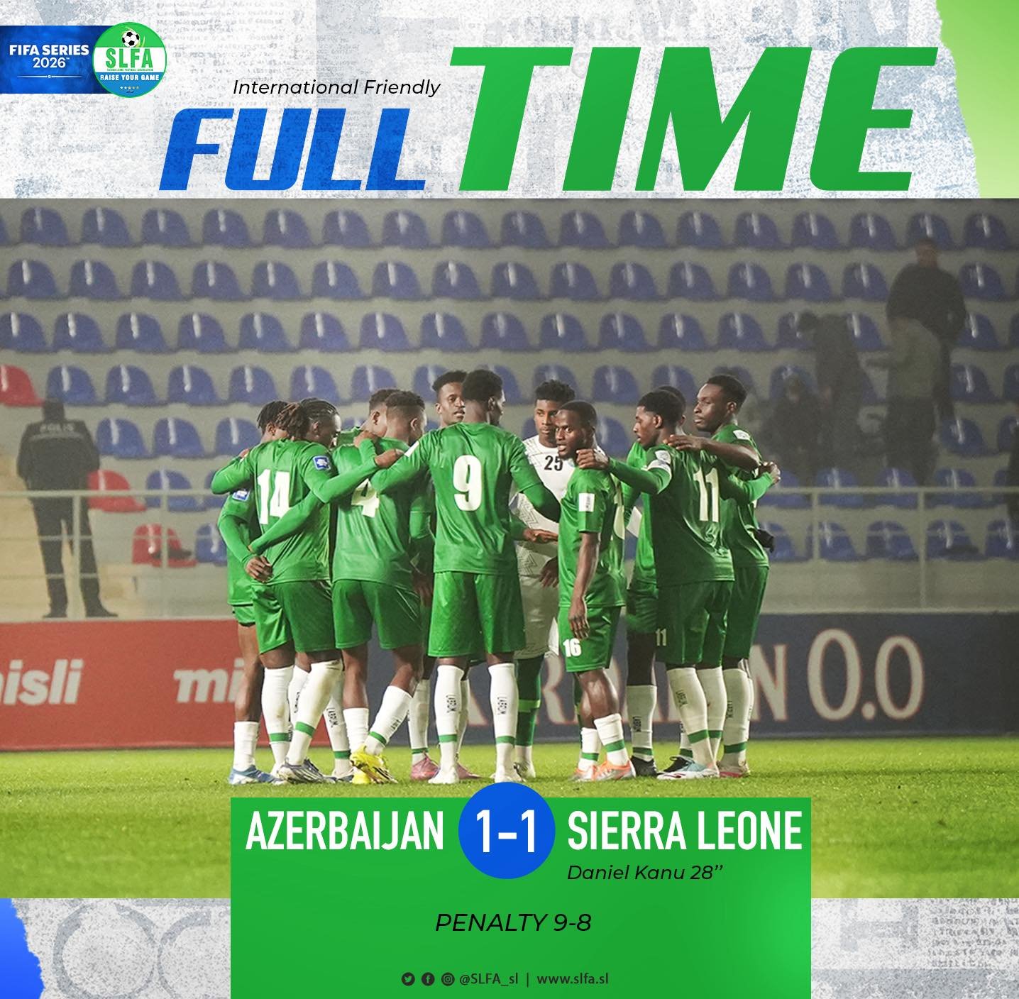 Azerbaijan defeat Sierra Leone in FIFA series friendly on penalties